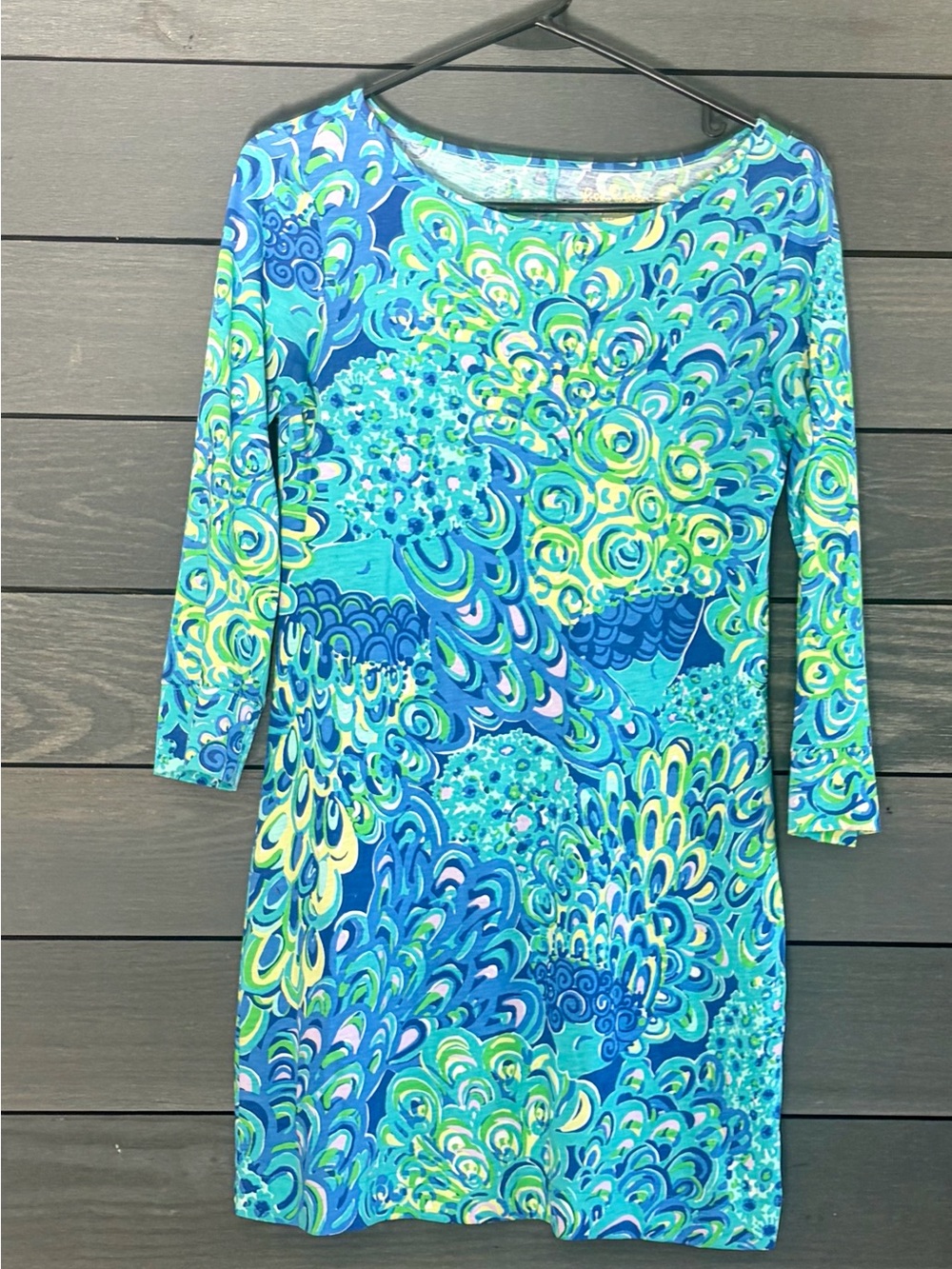 Lilly Pulitzer Blue, Teal & Lime Printed Mini Dress